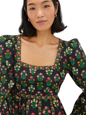 Pink City Prints Rose Border Cornelia Dress M